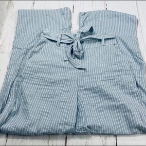 Baldwin Clothing thin blue striped paper bag pants